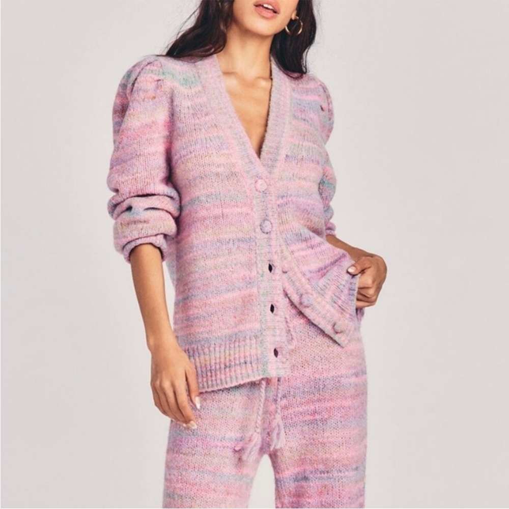 Love Shack Fancy - Wilford Boyfriend Cardigan in Pink Cloud - Picture 7 of 14